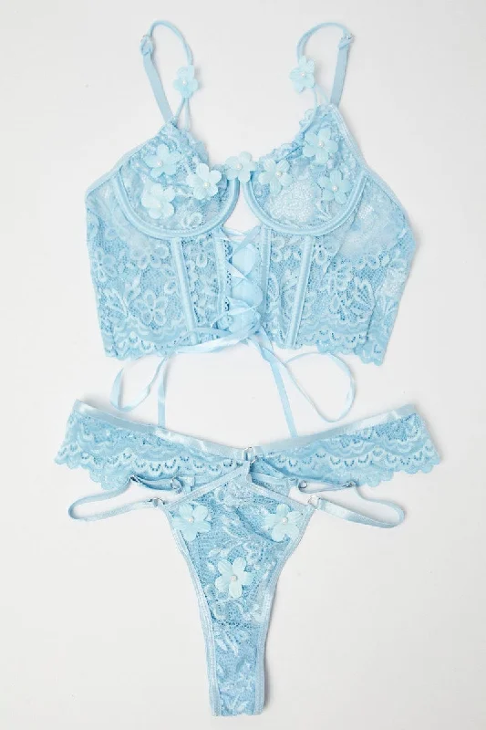 Blue Lace Lingerie Set