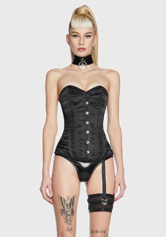 Lavish Black Satin Overbust Corset