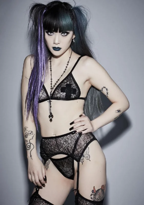 Night Crawler Lace Garter Set