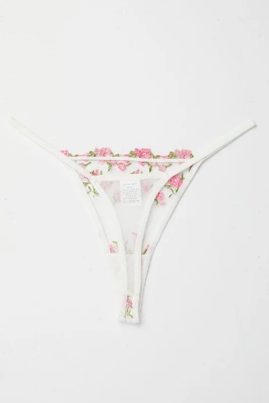 Pink Floral Embroidery Lingerie Set