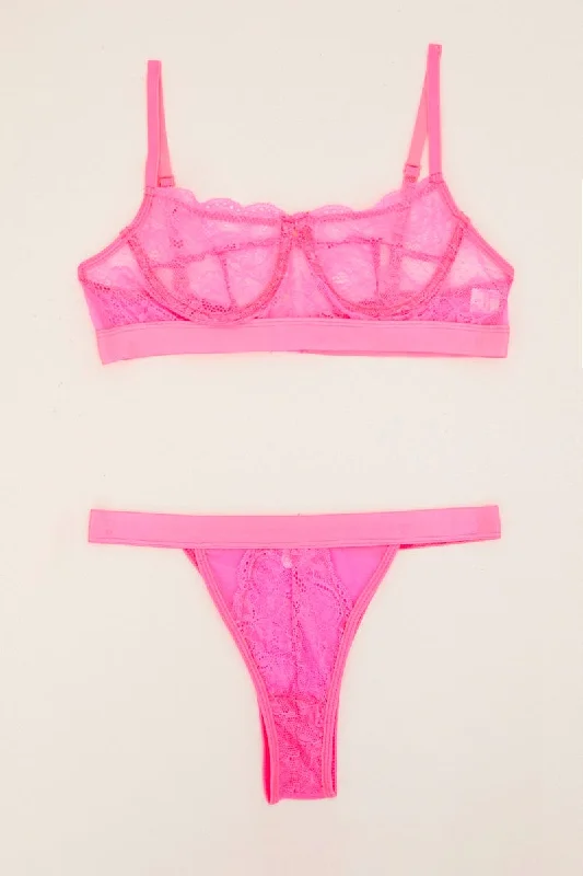 Pink Lace Lingerie Set