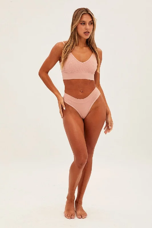 Pink Seamless Lingerie Set