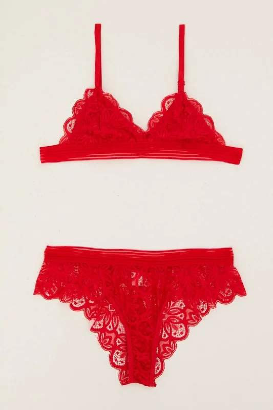 Red Lace Lingerie Set