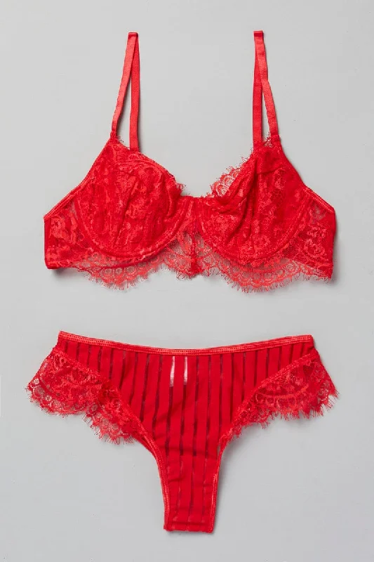 Red Lace Lingerie Set