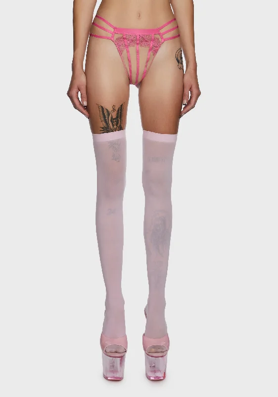 Tasha Illusion Mesh Thong - Pink