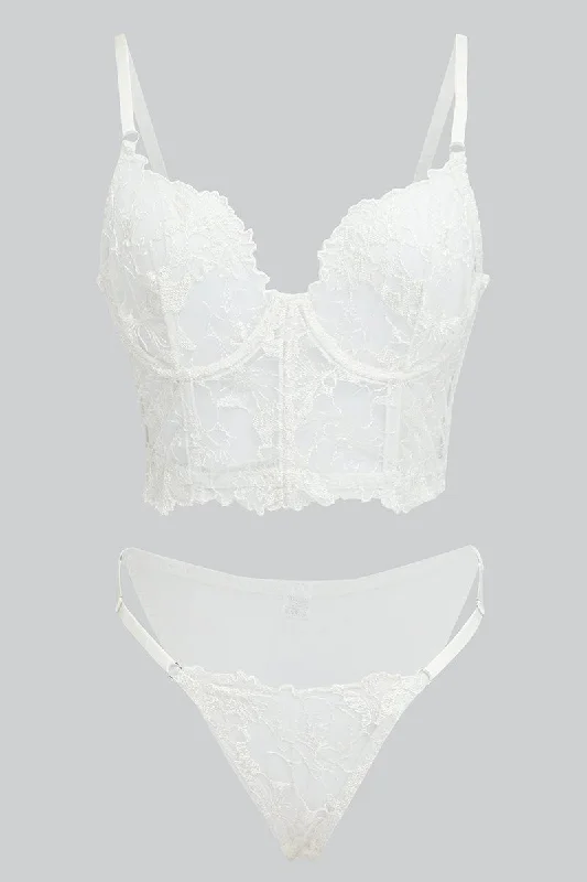 White Embroidered Lingerie Set