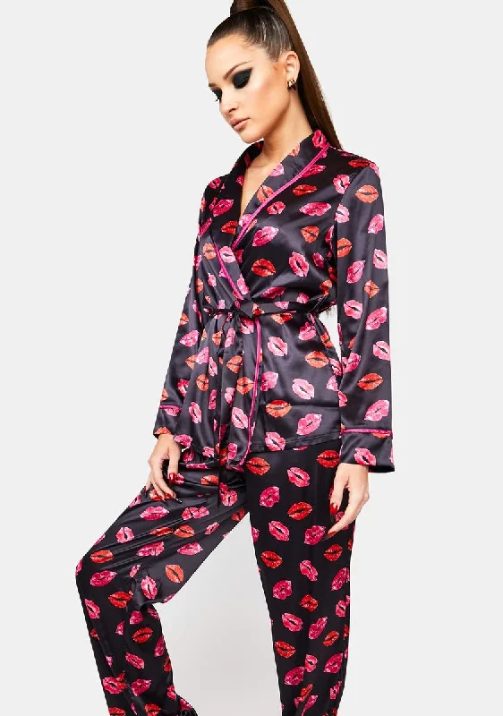 X Bettie Page Kiss Print Pajama Set