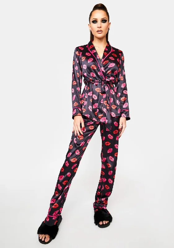 X Bettie Page Kiss Print Pajama Set