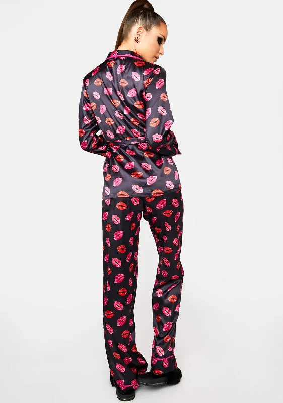 X Bettie Page Kiss Print Pajama Set