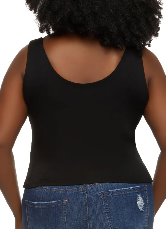 Plus Size Double Layer Scoop Neck Tank Top