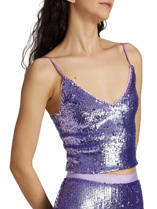 Lila Cami Top In Lila Sequins