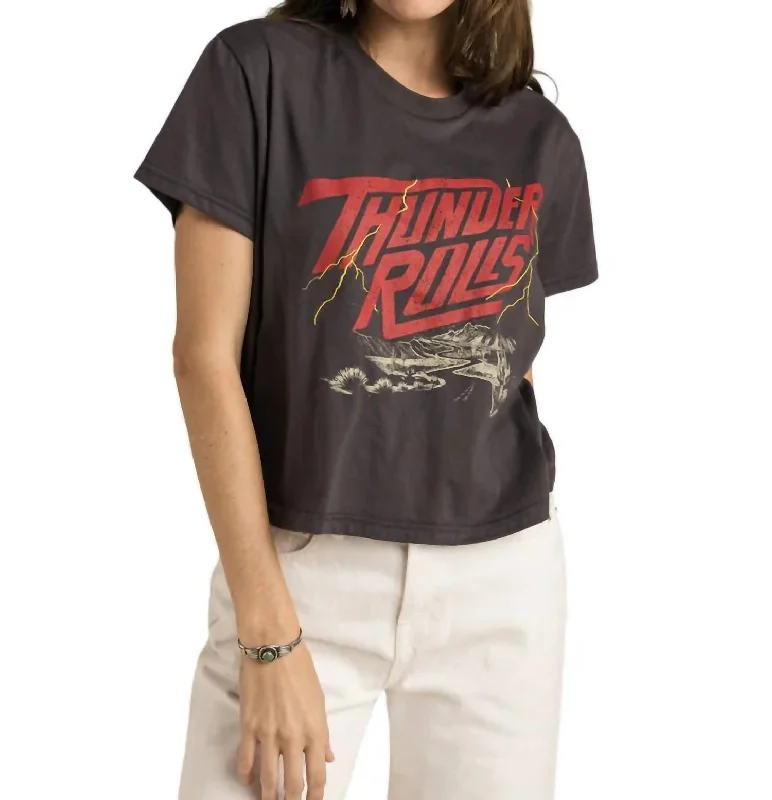 Thunder Rolls Crop Tee In Vintage Black