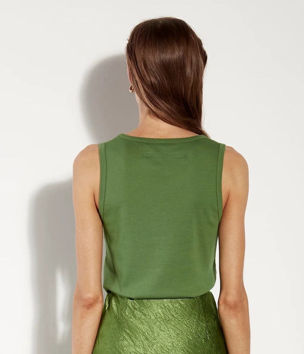 U-Neck Supima Cotton Tank in Grass Green