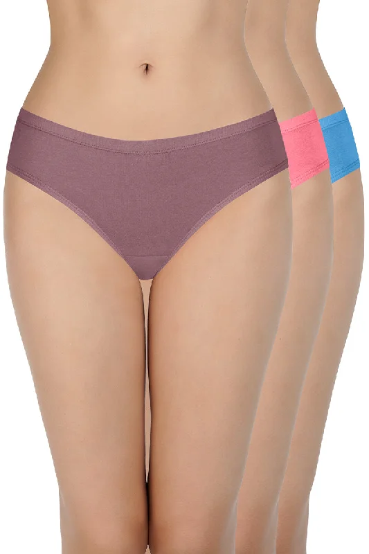 100% Cotton Bikini Panty Pack (Pack of 3) - D004 - Solid