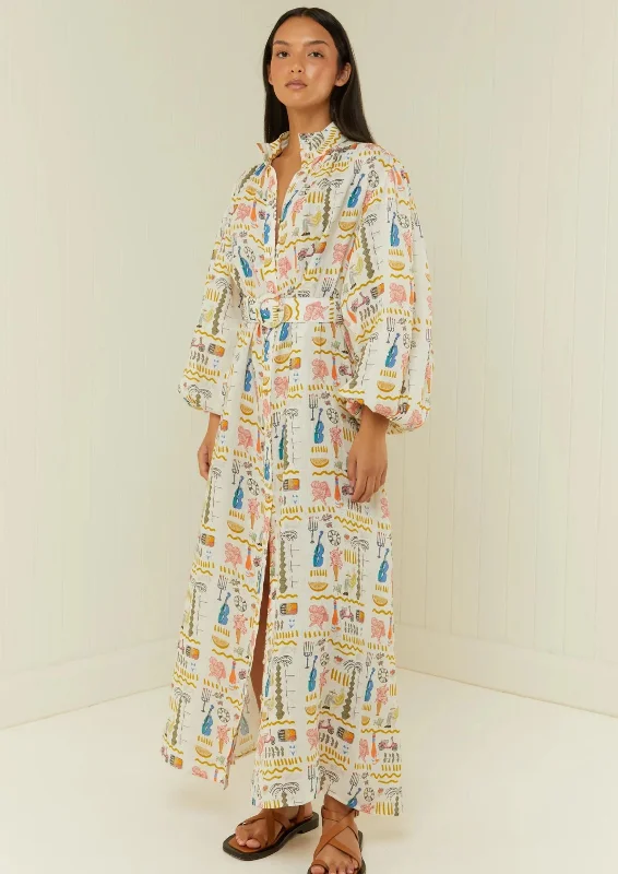 Linen Maxi Print Dress Noddy