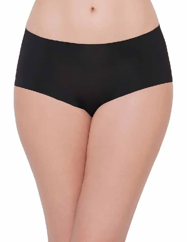 Seamless Mid Waist Full Coverage Everyday Wear Hipster Panty - Black